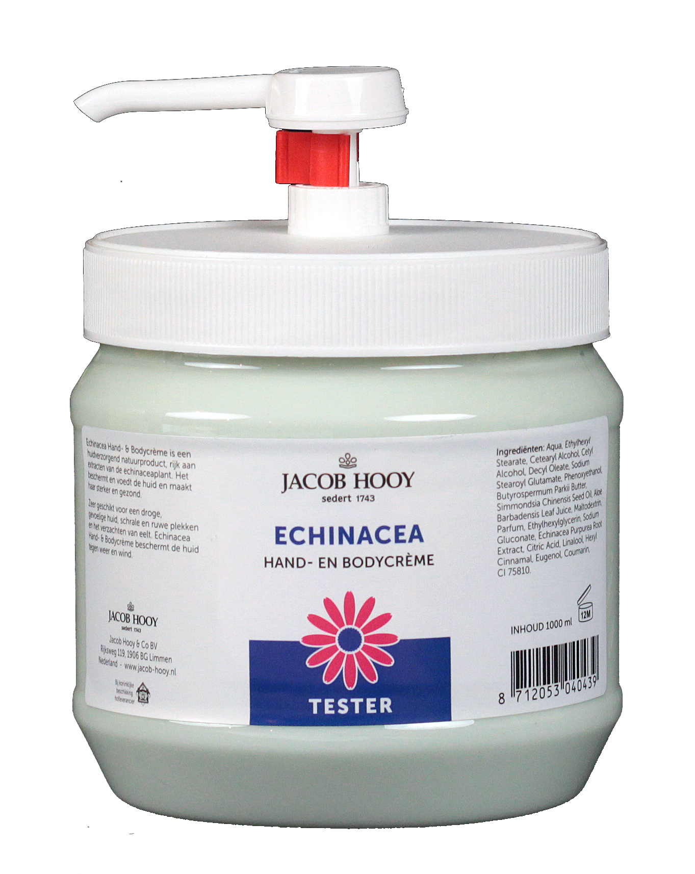 Tester Echinacea Hand- en Bodycrème 1000ml