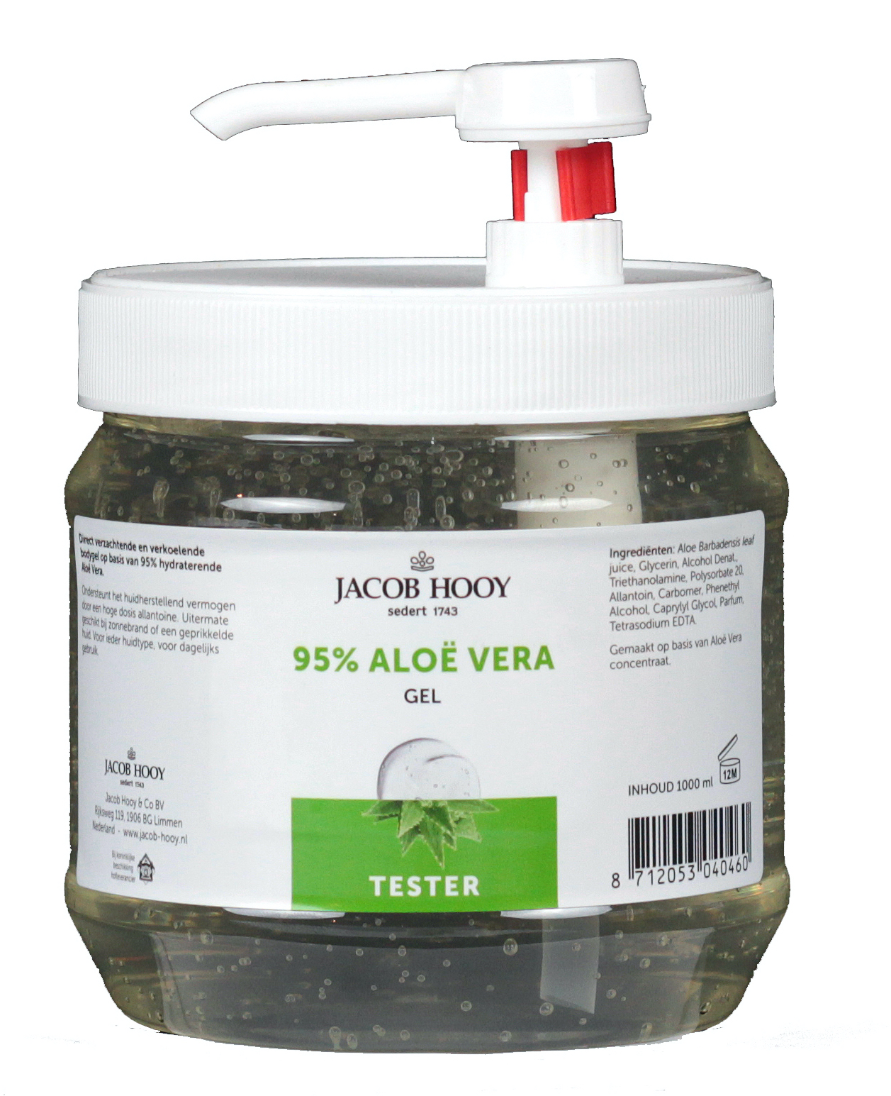 Tester Aloë vera gel 95% met Allantoïne 1000ml